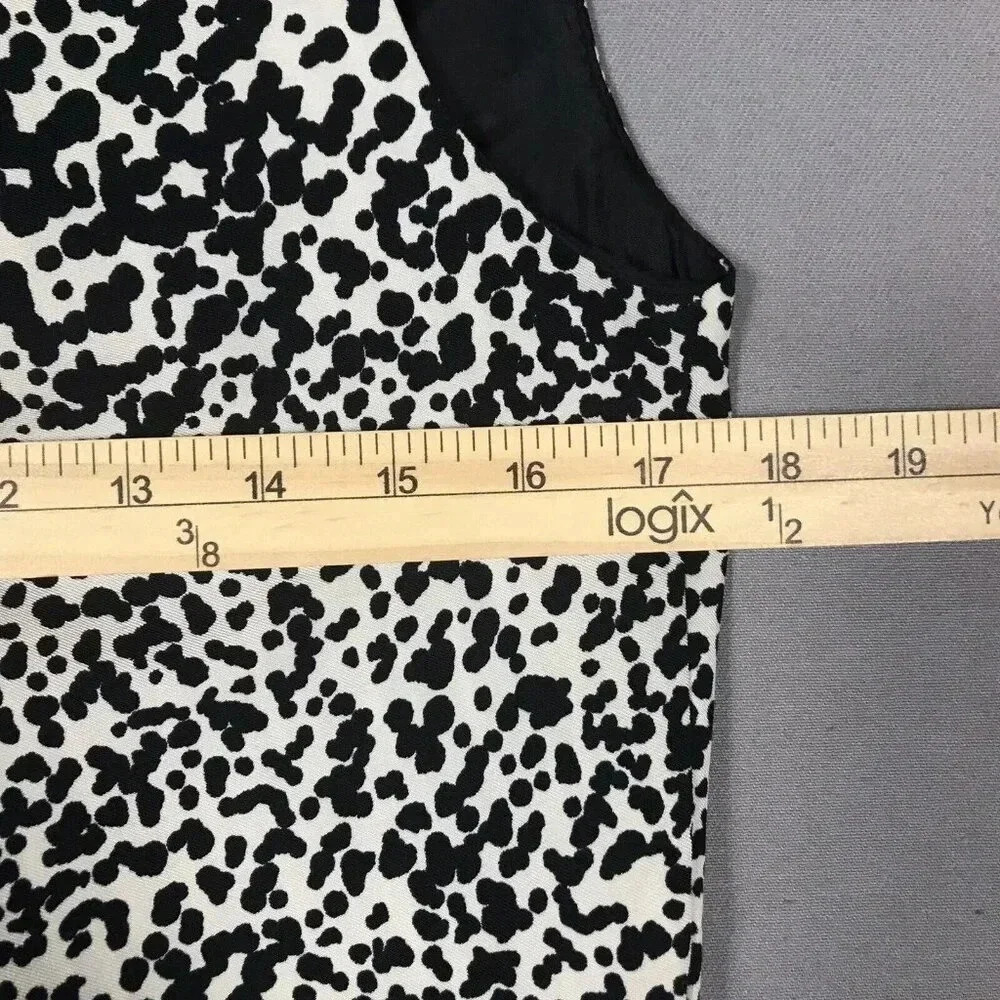 Black White Sleeveless Sheath Dress Size 14 Pleated Animal Print AA Studio Artsy - Picture 15 of 16